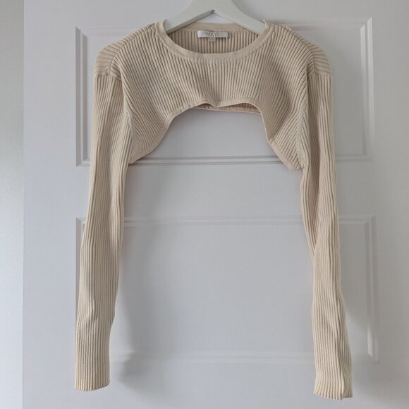 WAYF Ribbed Shrug Sweater Cream Large - Picture 1 of 5
